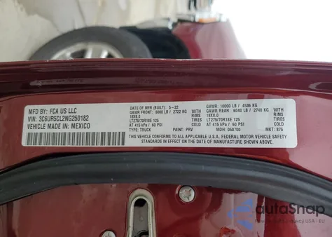 2022 Ram 2500 Tradesman 4X4 6'4 Box from USA, damaged, VIN 3C6UR5CL2NG250182